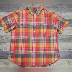 Polo Ralph Lauren Men's Shirt XXL Rodeo Western Pearl Snap RL Plaid Vintage